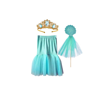 Mermaid Tail Skirt, Crown & Wand Set - Turquoise