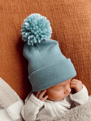 Baby's First Hat - Sky Blue Pom