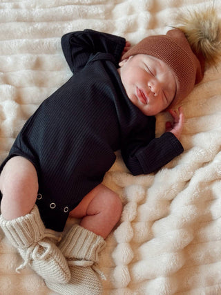 Baby's First Hat - Sandalwood Fur Pom