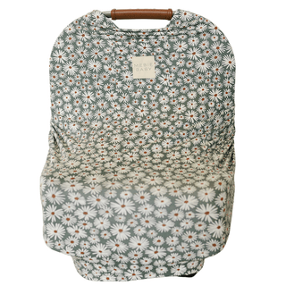 Bamboo Multi-Use Cover - Dark Green Daisy