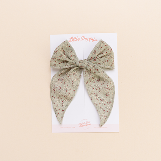 Sage Ella Floral Bow Clip