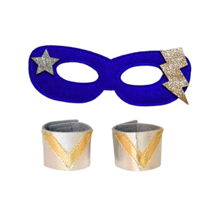 Superhero Mask and Cuff Set - Blue & Silver