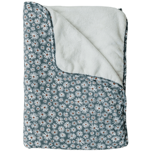 Bamboo Fleece Quilt Blanket - Dark Green Daisy