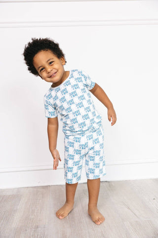 Bamboo Short Sleeve Pajama Set with Shorts - Blue Jesus Is King