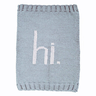 Hi. Hand Knit Baby Blanket - Surf Blue