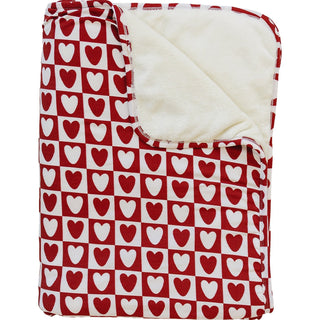 Ribbed Bamboo Fleece Quilt Blanket - Checkered Hearts