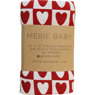 Bamboo Stretch Swaddle Blanket - Checkered Hearts