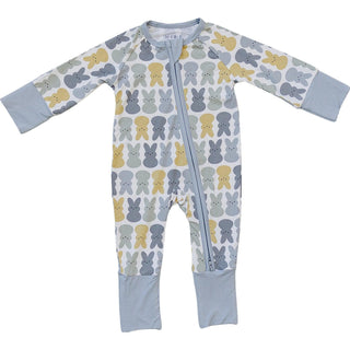 Dusty Blue Bunny Bamboo Zipper - Cozy Spring Style