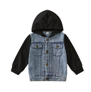 Boy's Long Sleeve Sweatshirt Hooded Denim Jacket - Black Baby & Toddler Outerwear