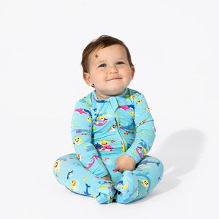 Bamboo Convertible Footie Romper - Baby Shark Baby & Toddler Sleepwear