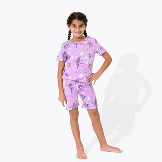 Bellabu Bear Girl's Short Sleeve Pajama Set with Shorts, Purple - IF Movie