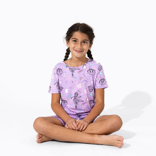 Bellabu Bear Girl's Short Sleeve Pajama Set with Shorts, Purple - IF Movie