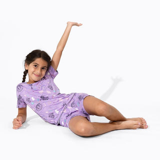 Bellabu Bear Girl's Short Sleeve Pajama Set with Shorts, Purple - IF Movie