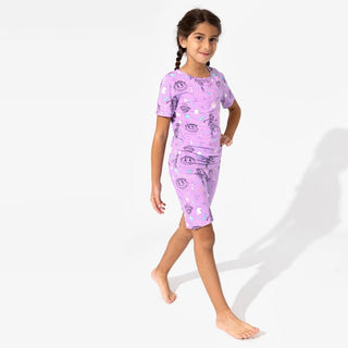 Bellabu Bear Girl's Short Sleeve Pajama Set with Shorts, Purple - IF Movie