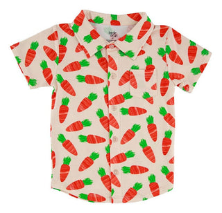 Boy's Bamboo Short Sleeve Button-Up Shirt - Ezra (Carrots) Baby & Toddler Tops