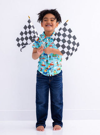 Birdie Bean Boy's Short Sleeve Button-Up Shirt - Judah