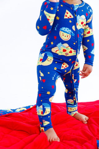 Bamboo Convertible Footie Romper - Care Bears Bedtime Pizza Baby & Toddler Sleepwear