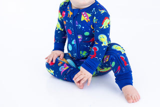 Bamboo Convertible Footie Romper - Comet (Dinosaurs and Space) Baby & Toddler Sleepwear