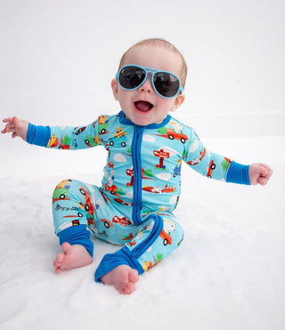 Bamboo Convertible Footie Romper - Judah (Chick and Bunny Race Cars) Baby & Toddler Sleepwear