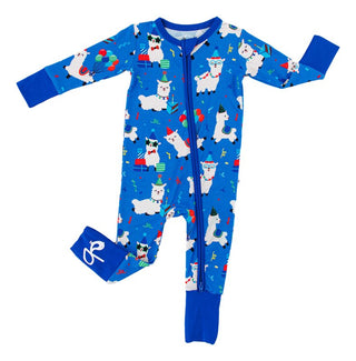 Boy's Bamboo Convertible Footie Romper - Landon (Birthday Llamas) Baby & Toddler Sleepwear