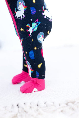 Bamboo Convertible Footie Romper - Luna (Unicorns and Space) Baby & Toddler Sleepwear