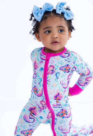 Birdie Bean Girl's Convertible Footie Romper - Brielle (Mermaids)