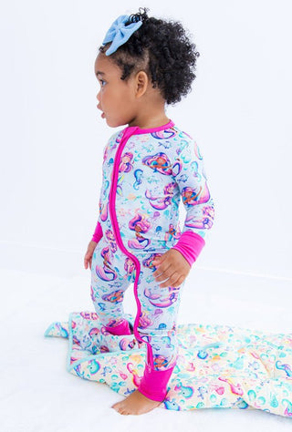 Girl's Bamboo Convertible Footie Romper - Brielle (Mermaids) Baby & Toddler Sleepwear