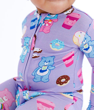 Girl's Bamboo Convertible Footie Romper - Care Bears Donuts and Coffee Baby & Toddler Sleepwear