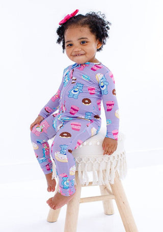 Birdie Bean Girl's Convertible Footie Romper - Care Bears Donuts and Coffee