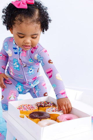 Girl's Bamboo Convertible Footie Romper - Care Bears Donuts and Coffee Baby & Toddler Sleepwear