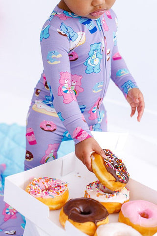 Girl's Bamboo Convertible Footie Romper - Care Bears Donuts and Coffee Baby & Toddler Sleepwear