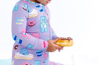 Girl's Bamboo Convertible Footie Romper - Care Bears Donuts and Coffee Baby & Toddler Sleepwear