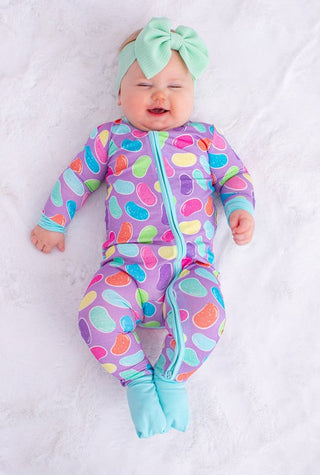 Birdie Bean Girl's Convertible Footie Romper - Julie (Jellybeans)