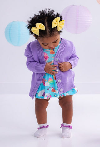 Birdie Bean Girl's Solid Long Sleeve Cardigan - Lavender