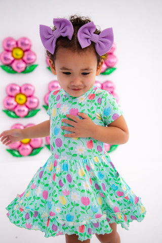 Girl's Bamboo Short Sleeve Dress - Blossom (Floral) Baby & Toddler Dresses