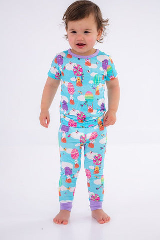 Birdie Bean Girl's Short Sleeve Pajama Set - Lola (Easter Egg Hot Air Balloons)