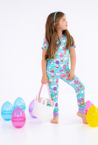 Birdie Bean Girl's Short Sleeve Pajama Set - Lola (Easter Egg Hot Air Balloons)