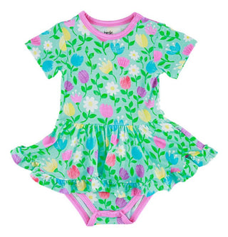 Girl's Bamboo Short Sleeve Twirl Bodysuit Dress - Blossom (Floral) Baby & Toddler Dresses