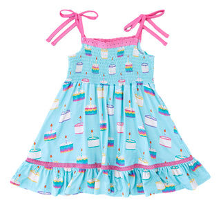 Girl's Bamboo Smocked Dress - Harlow (Birthday Cakes) Baby & Toddler Dresses