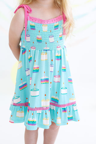 Girl's Bamboo Smocked Dress - Harlow (Birthday Cakes) Baby & Toddler Dresses