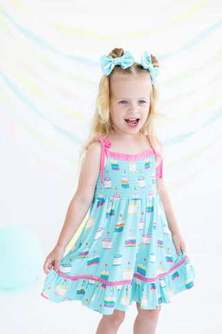 Girl's Bamboo Smocked Dress - Harlow (Birthday Cakes) Baby & Toddler Dresses