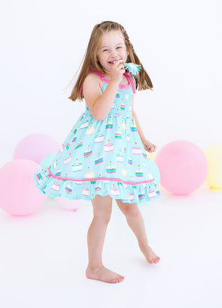 Girl's Bamboo Smocked Dress - Harlow (Birthday Cakes) Baby & Toddler Dresses