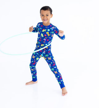 Bamboo Long Sleeve Pajama Set - Comet (Dinosaurs and Space) Birdie Bean