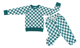 Bamboo Long Sleeve Top and Jogger Outfit Set - Lennox (Checkered) Baby & Toddler Outfits