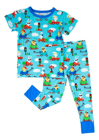 Bamboo Short Sleeve Pajama Set - Judah (Chick and Bunny Race Cars) Baby & Toddler Sleepwear