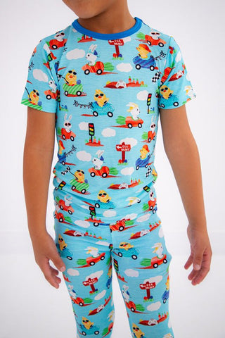 Bamboo Short Sleeve Pajama Set - Judah (Chick and Bunny Race Cars) Baby & Toddler Sleepwear