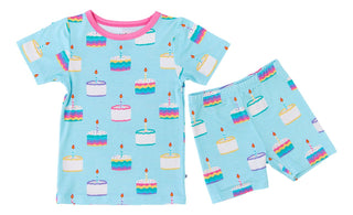 Girl's Bamboo Short Sleeve Pajama Set with Shorts - Harlow (Birthday Cakes) Baby & Toddler Sleepwear