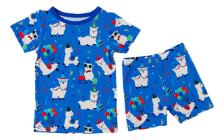 Boy's Bamboo Short Sleeve Pajama Set with Shorts - Landon (Birthday Llamas) Baby & Toddler Sleepwear