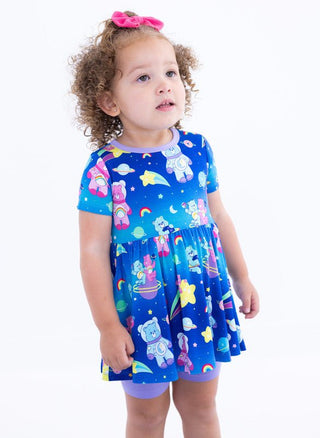 Bamboo Short Sleeve Peplum Outfit Set with Shorts - Care Bears Cosmic Bears Blue (Space) Baby & Toddler Outfits