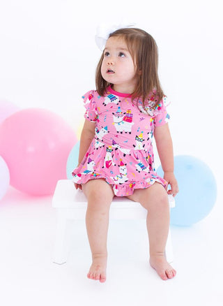 Birdie Bean Girl's Short Sleeve Twirl Bodysuit Dress - Alanna